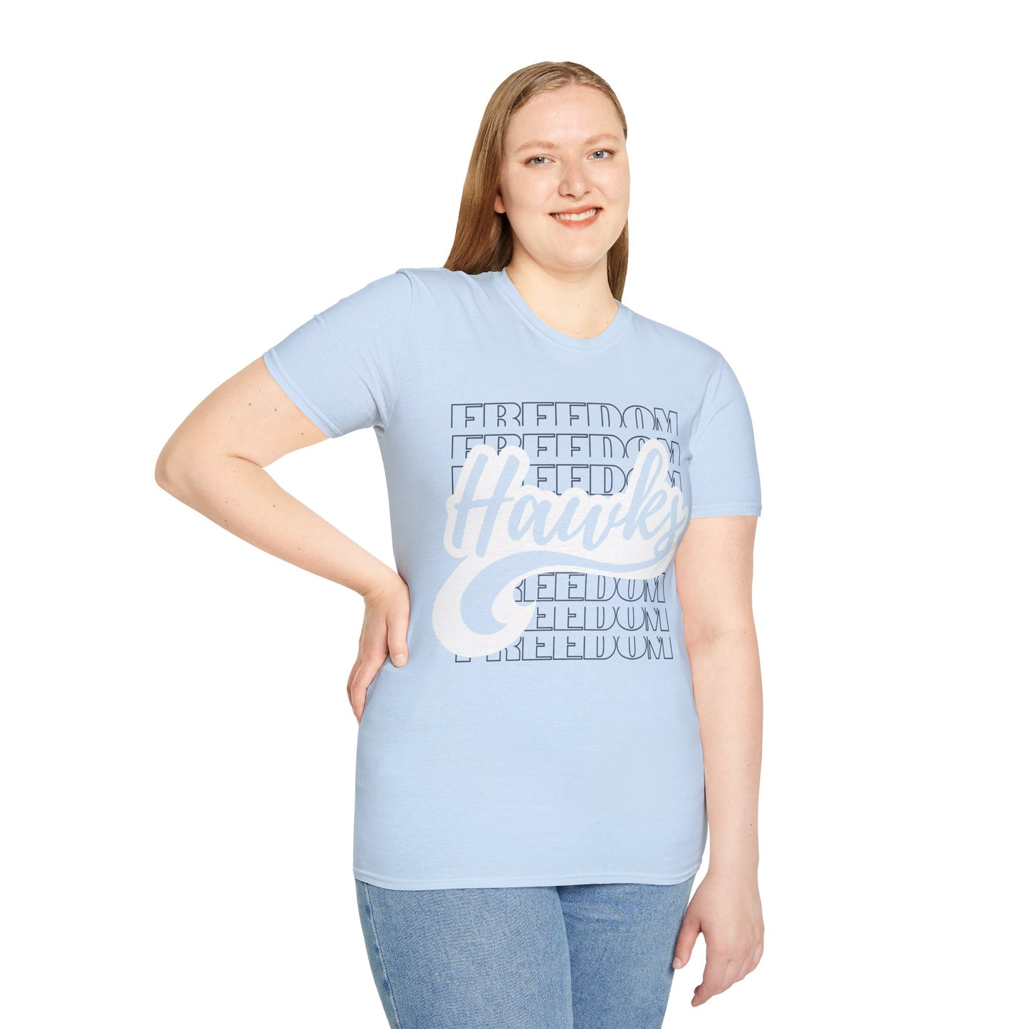 Unisex (Men's Sizing) Softstyle Tee Freedom ES Hawks White Shadow Overwrite