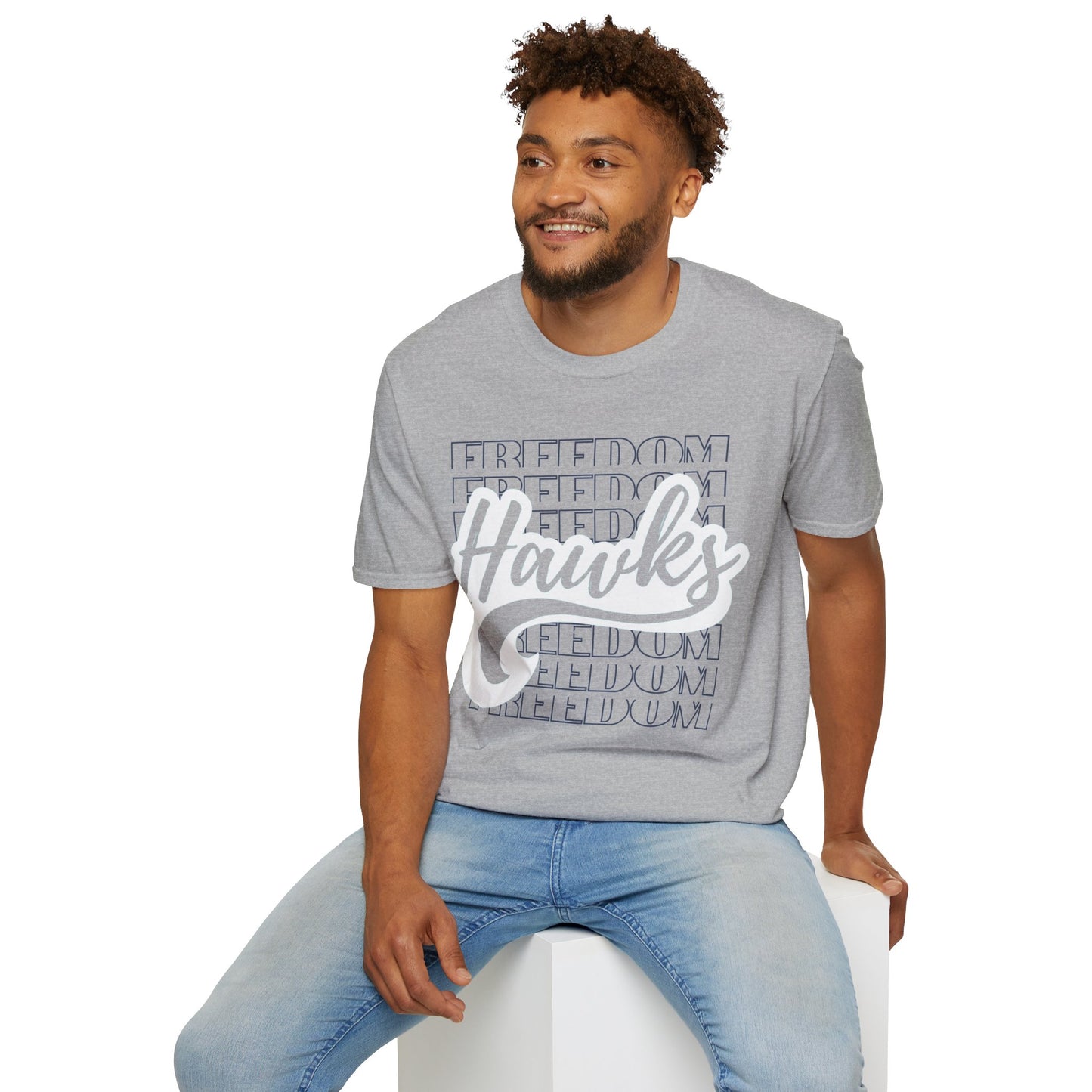 Unisex (Men's Sizing) Softstyle Tee Freedom ES Hawks White Shadow Overwrite