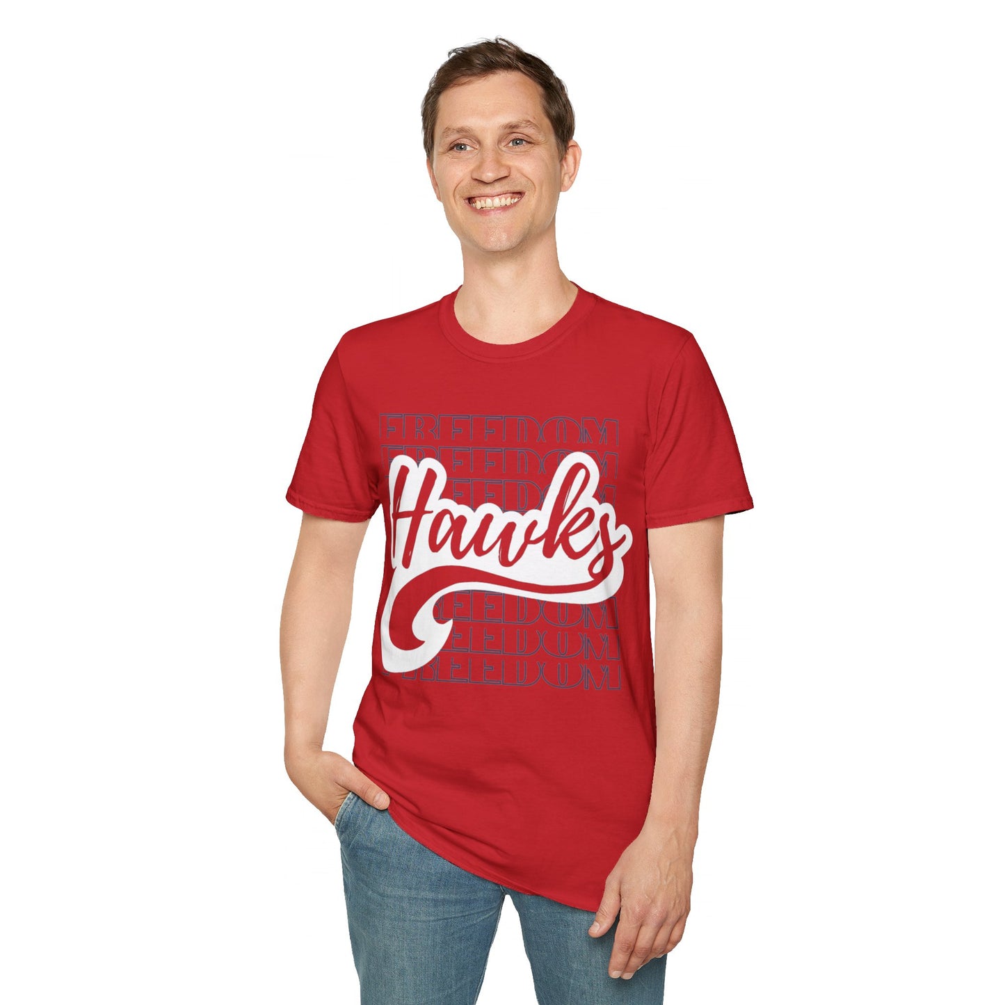 Unisex (Men's Sizing) Softstyle Tee Freedom ES Hawks White Shadow Overwrite