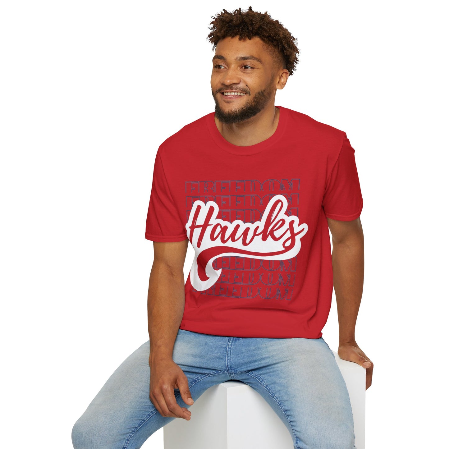 Unisex (Men's Sizing) Softstyle Tee Freedom ES Hawks White Shadow Overwrite