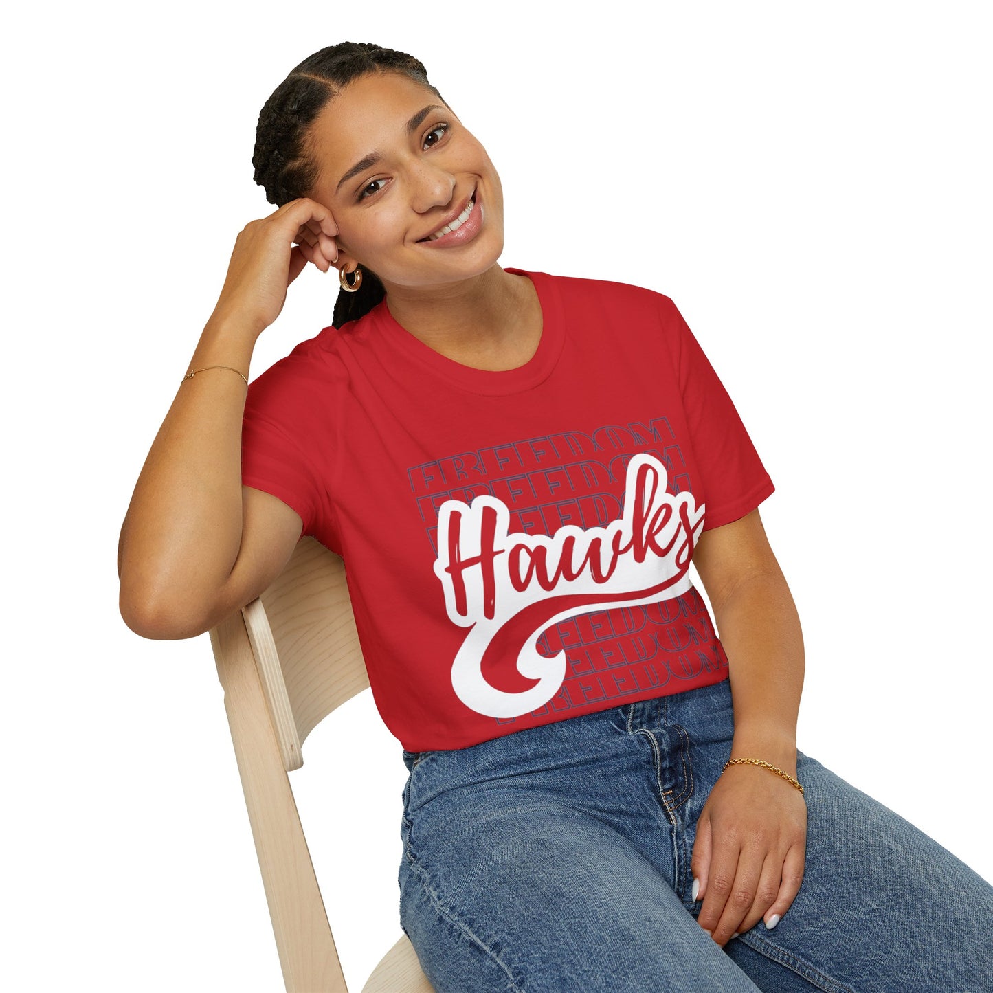 Unisex (Men's Sizing) Softstyle Tee Freedom ES Hawks White Shadow Overwrite