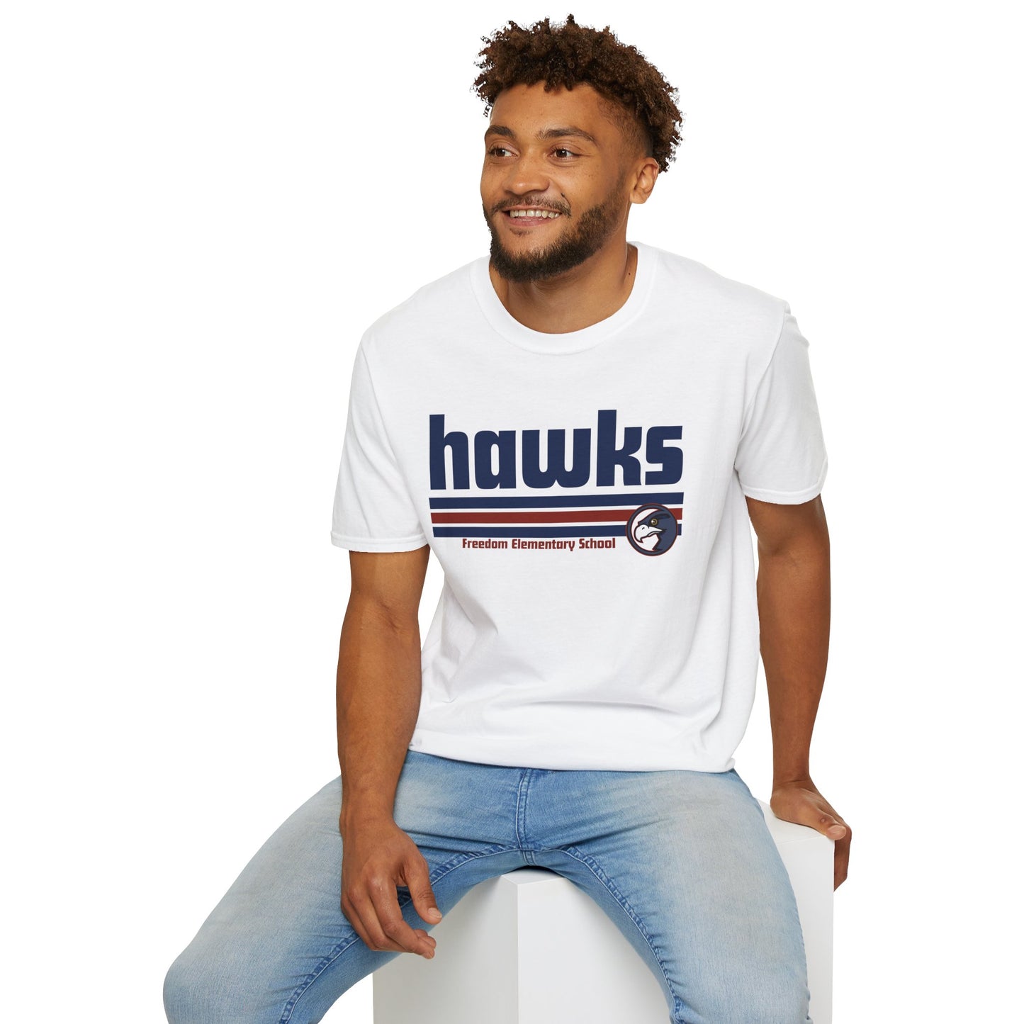 Unisex (Men's Sizing) Softstyle Tee Freedom ES Hawks White Shadow Overwrite