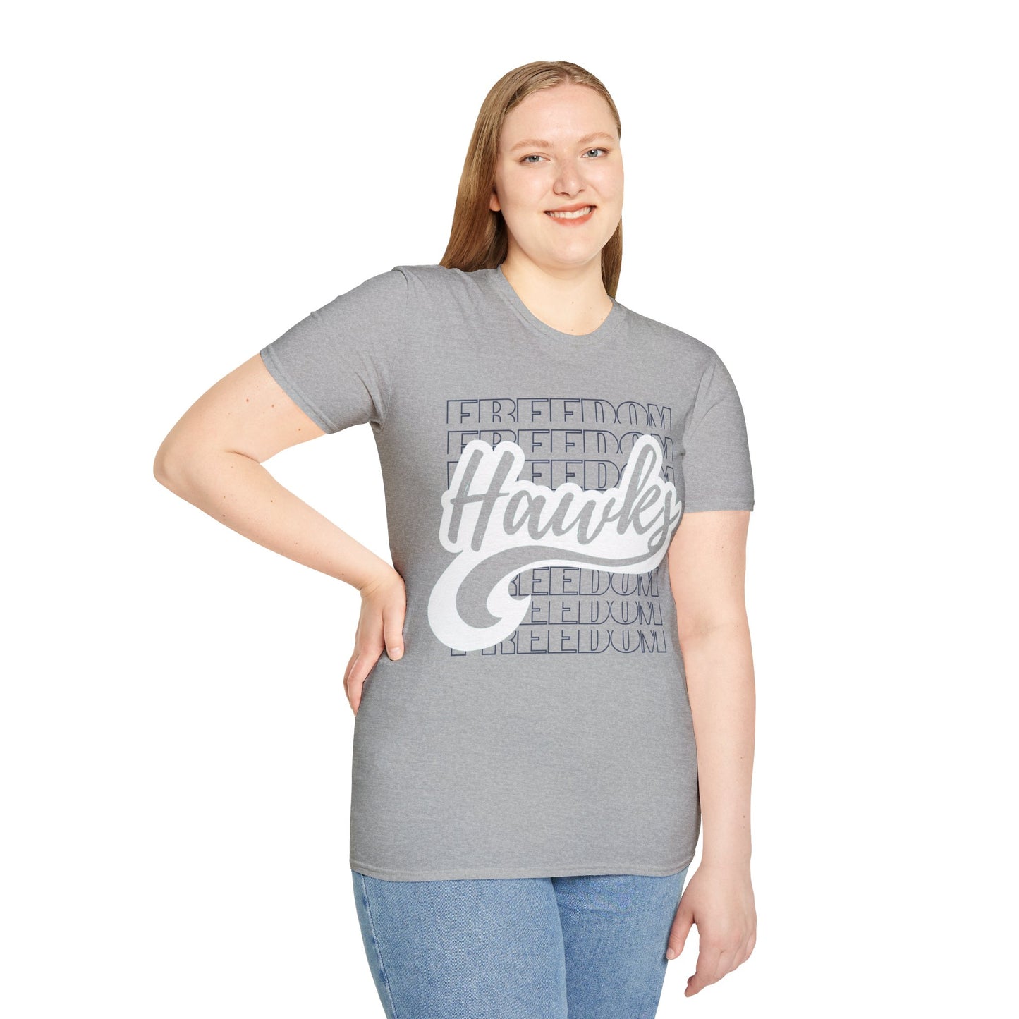 Unisex (Men's Sizing) Softstyle Tee Freedom ES Hawks White Shadow Overwrite