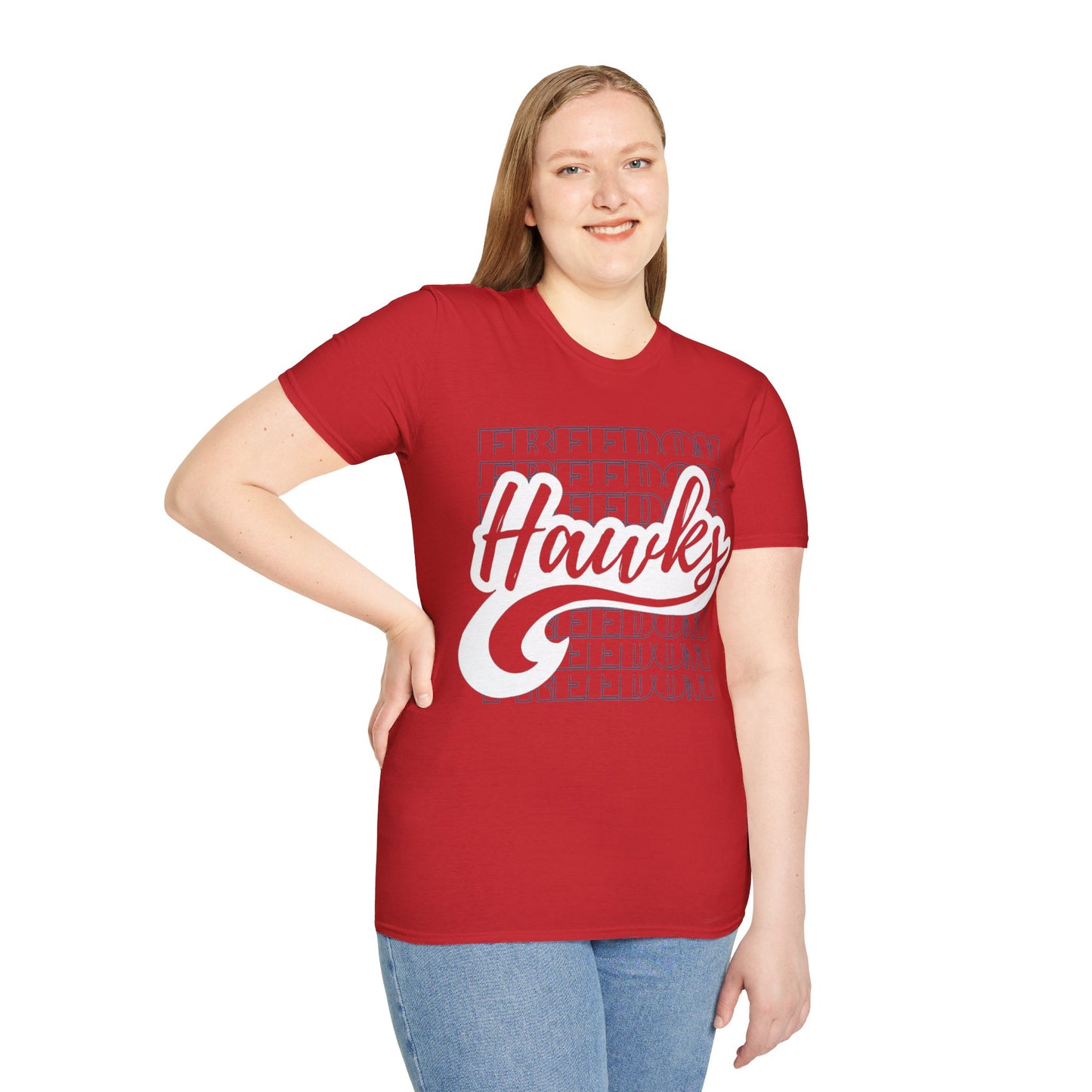 Unisex (Men's Sizing) Softstyle Tee Freedom ES Hawks White Shadow Overwrite