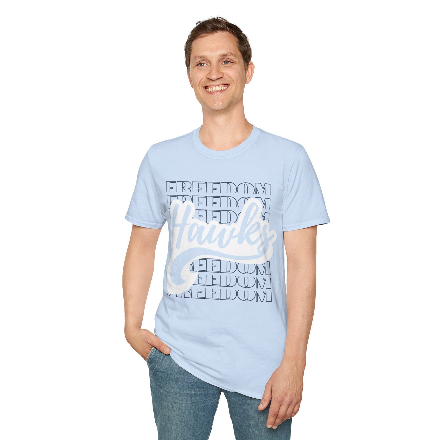 Unisex (Men's Sizing) Softstyle Tee Freedom ES Hawks White Shadow Overwrite