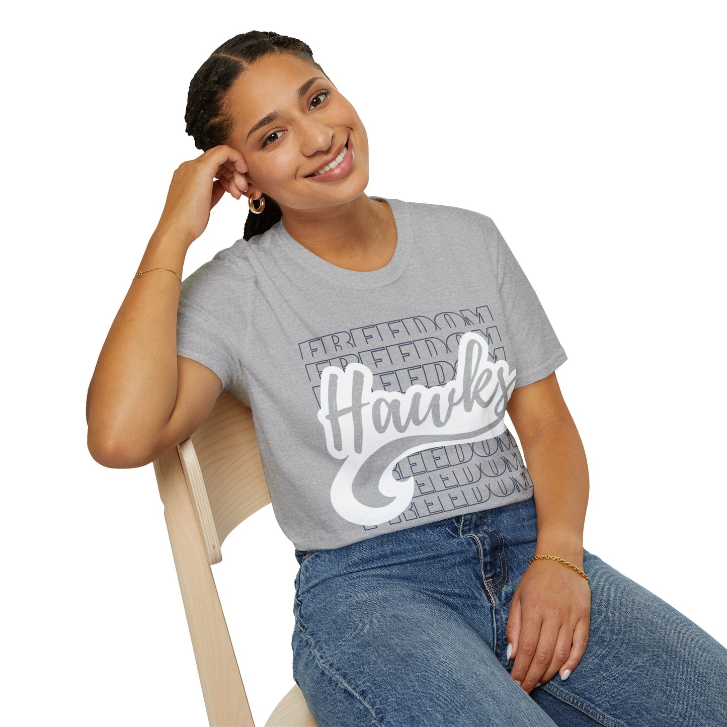 Unisex (Men's Sizing) Softstyle Tee Freedom ES Hawks White Shadow Overwrite