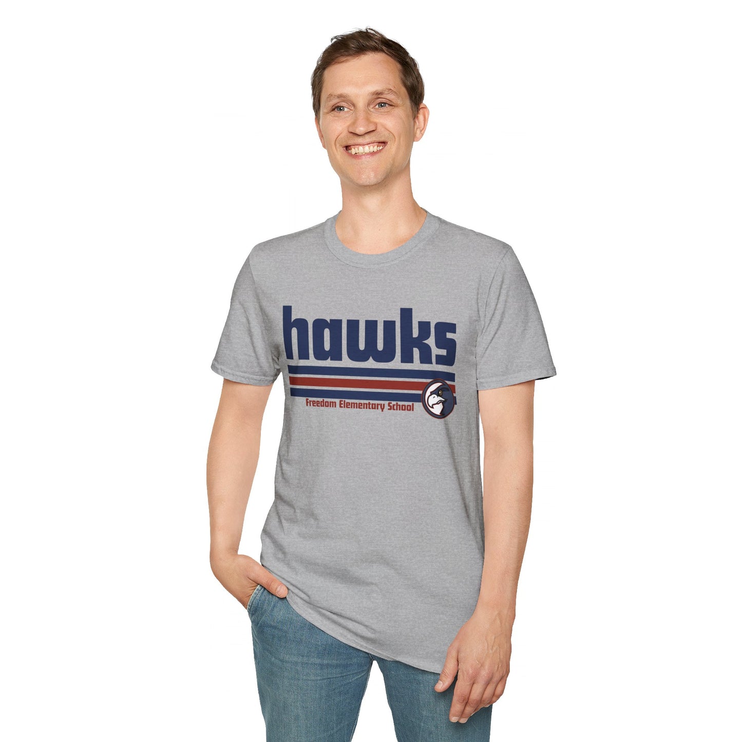 Unisex (Men's Sizing) Softstyle Tee Freedom ES Hawks Retro