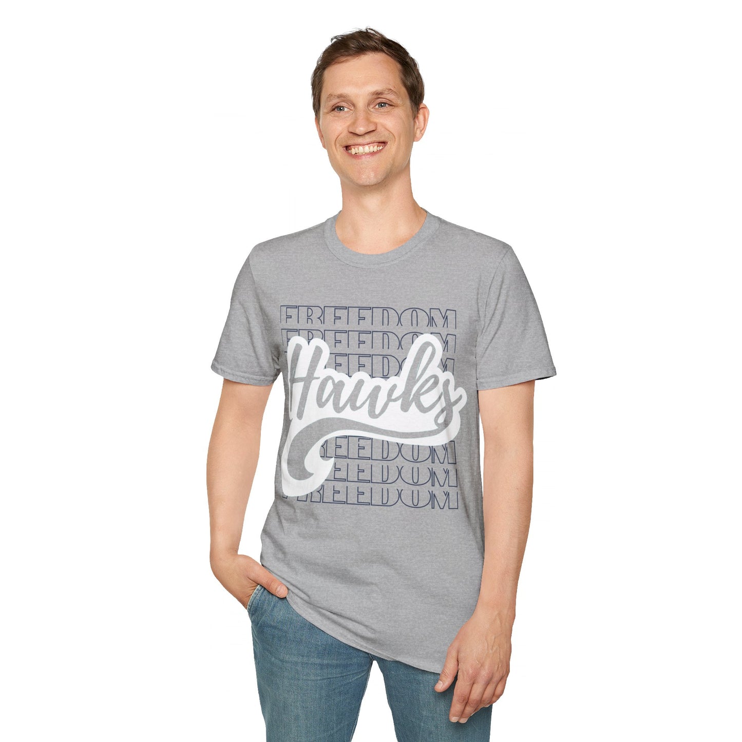 Unisex (Men's Sizing) Softstyle Tee Freedom ES Hawks White Shadow Overwrite