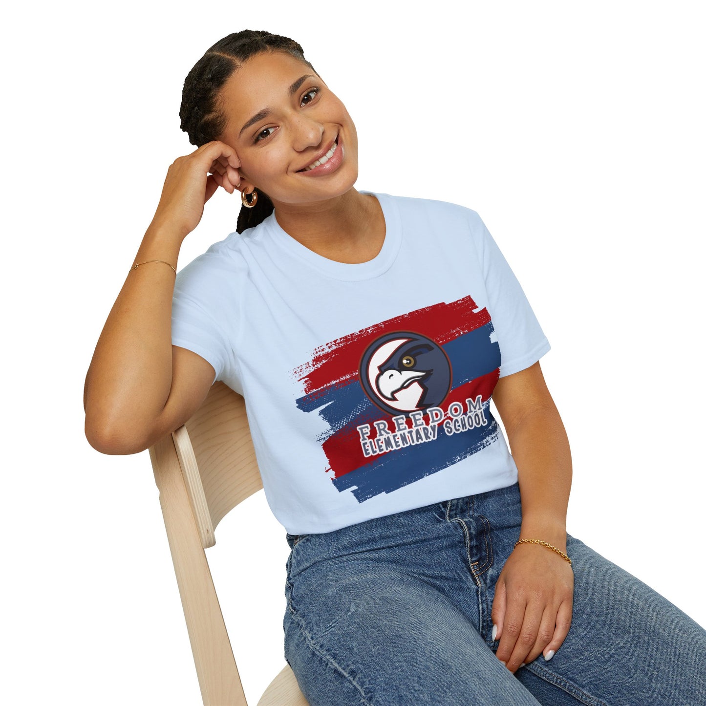 Unisex (Men's Sizing) Softstyle Tee Freedom ES Blue Red Scribble