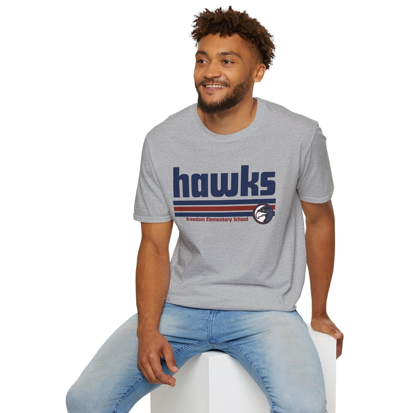 Unisex (Men's Sizing) Softstyle Tee Freedom ES Hawks Retro