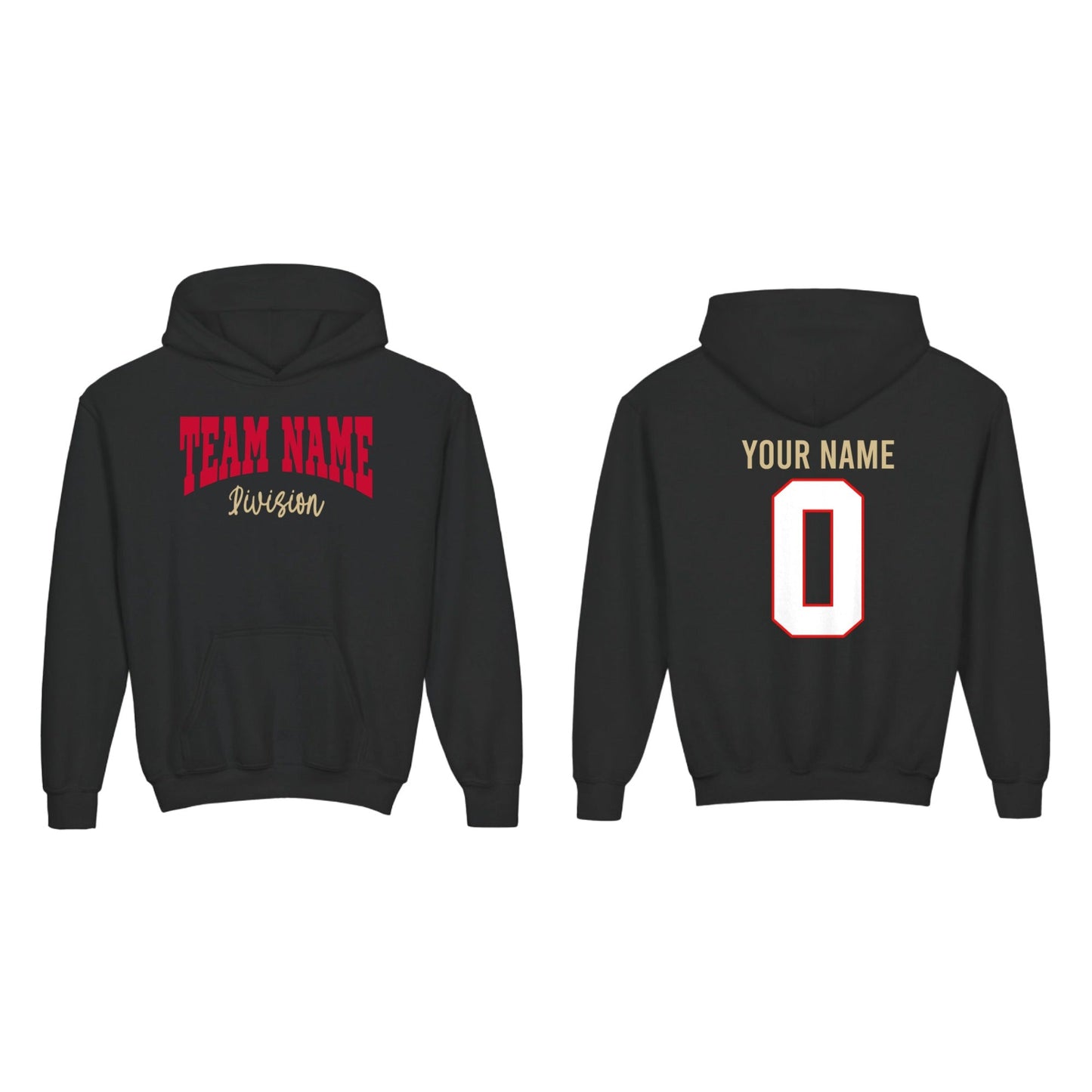 Stretched Text Front_Jersey Back_Youth Pullover Hoodie