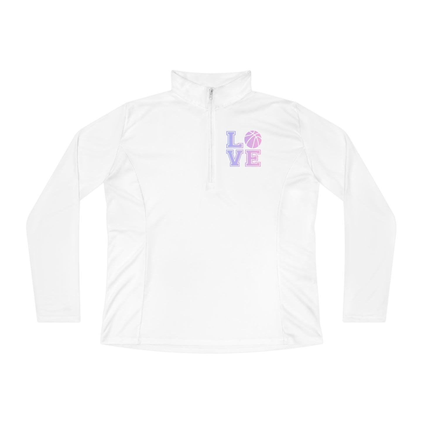 Ladies Quarter-Zip Pullover Love Basketball