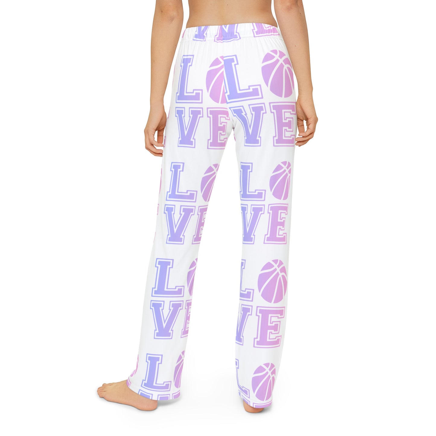 Adult Pajama Pants Love Basketball (White)