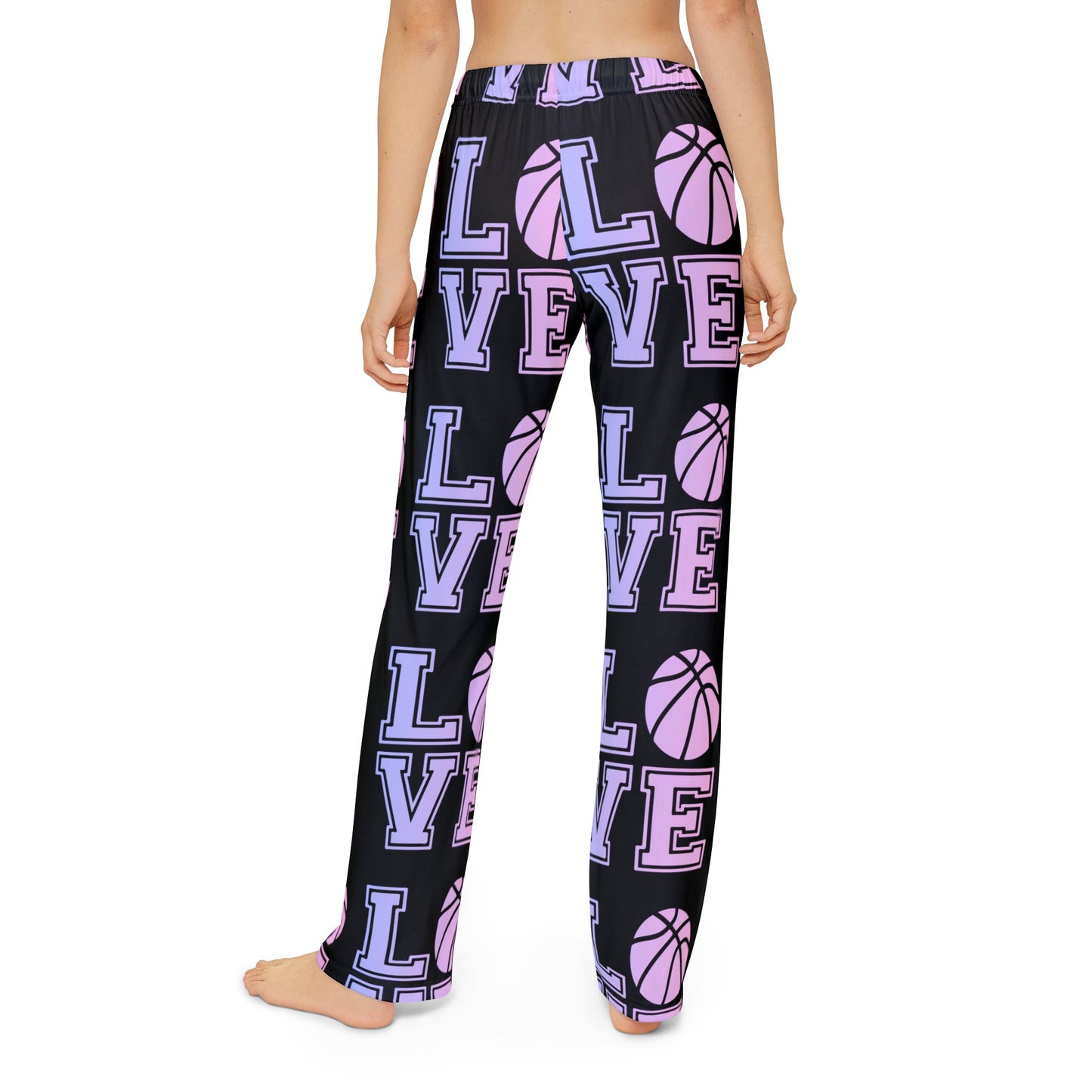 Adult Pajama Pants Love Basketball (Black)