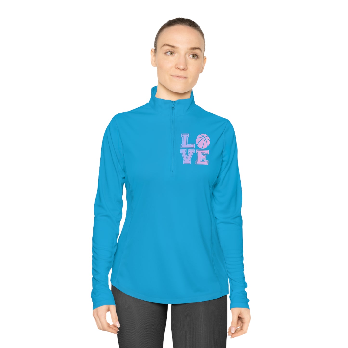 Ladies Quarter-Zip Pullover Love Basketball