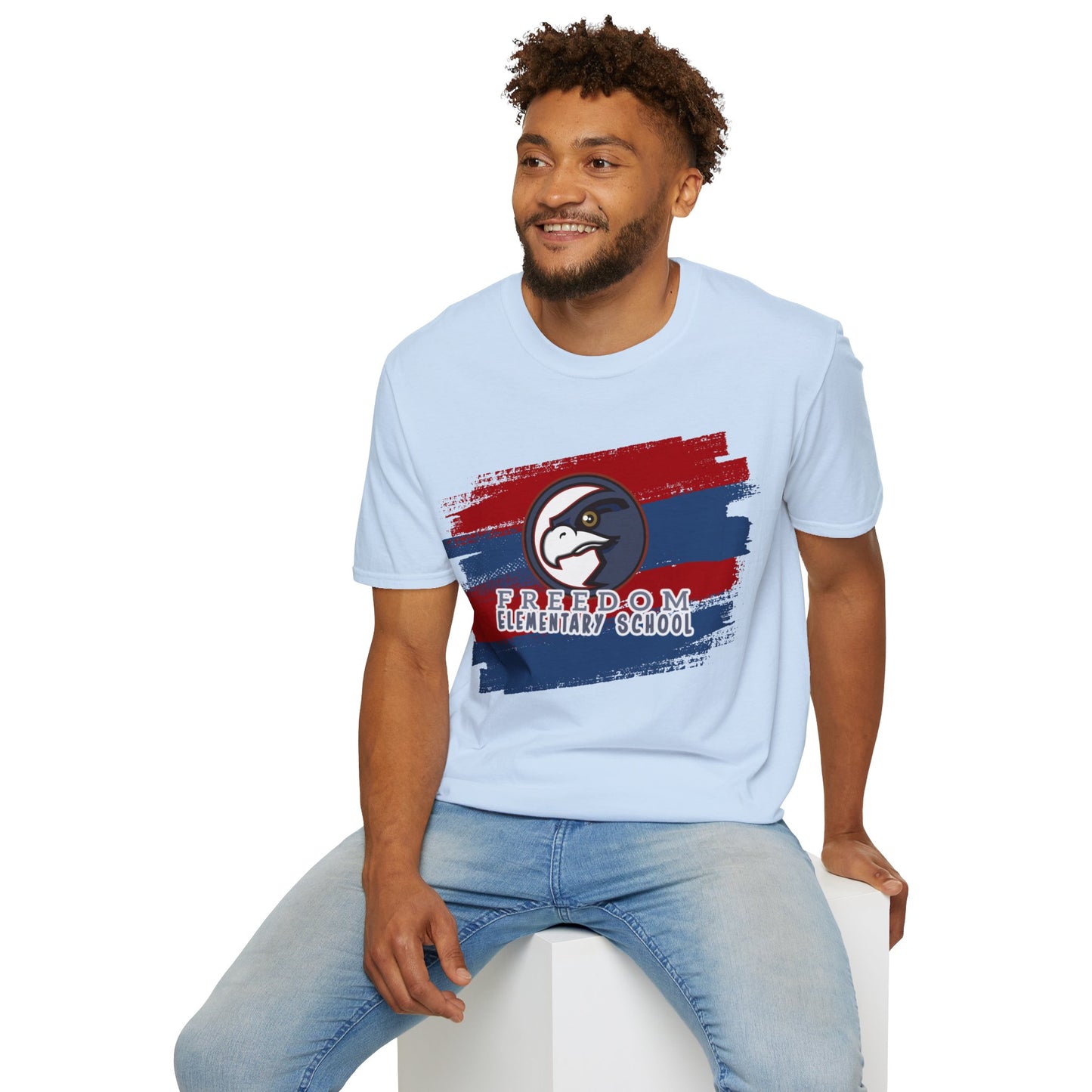 Unisex (Men's Sizing) Softstyle Tee Freedom ES Blue Red Scribble