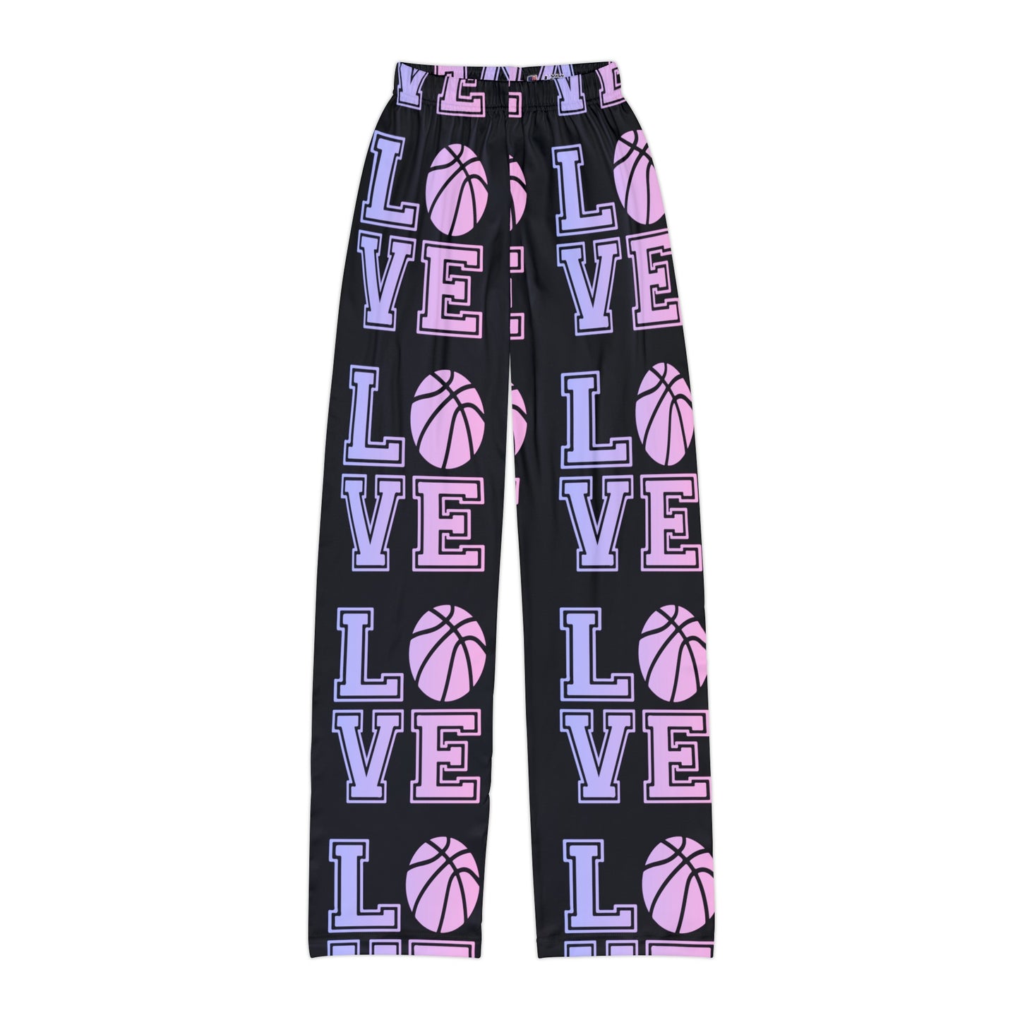 Adult Pajama Pants Love Basketball (Black)