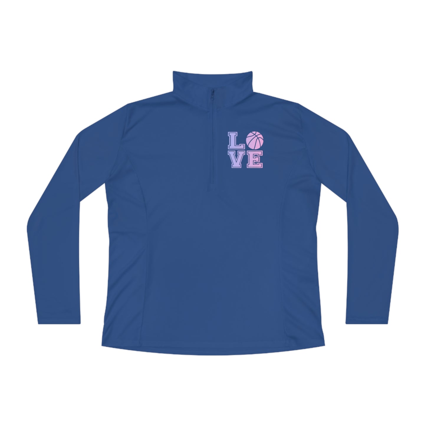 Ladies Quarter-Zip Pullover Love Basketball