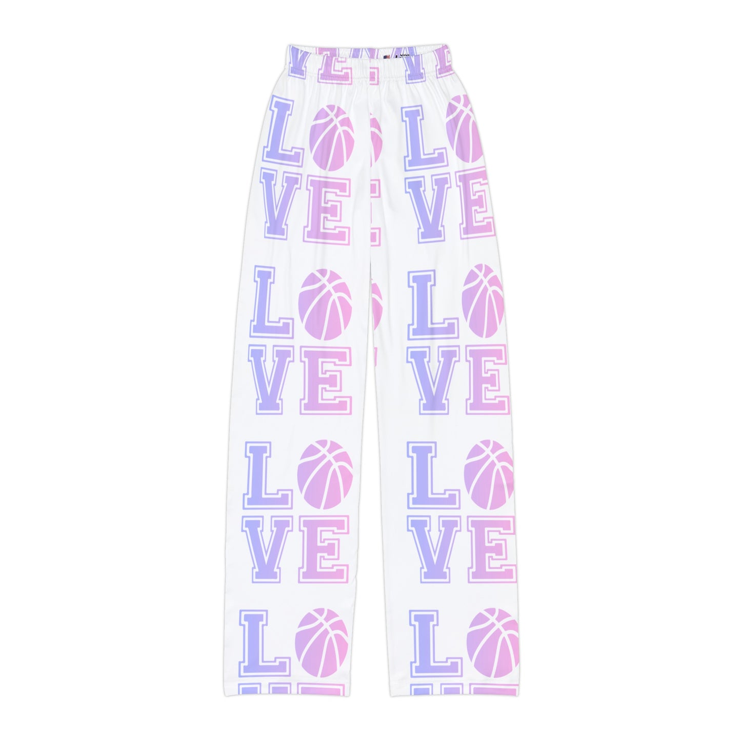 Adult Pajama Pants Love Basketball (White)