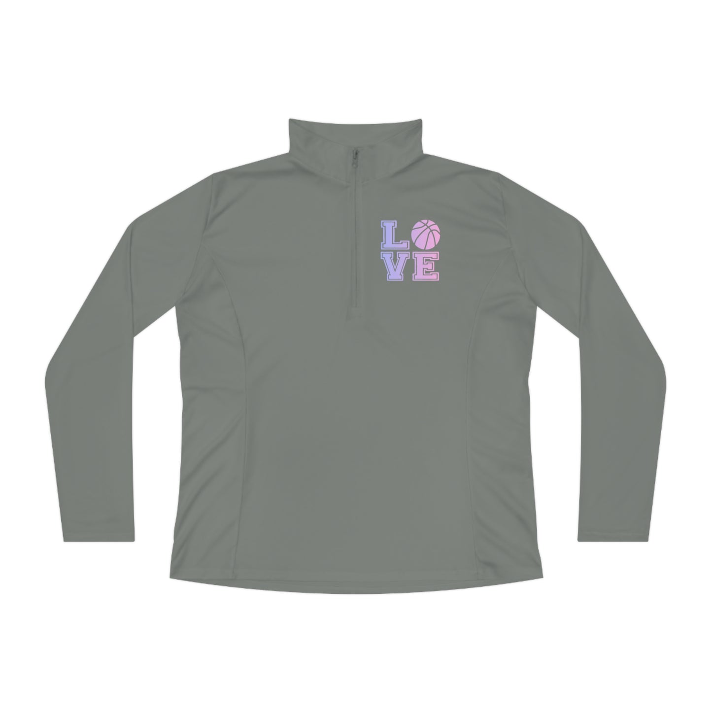 Ladies Quarter-Zip Pullover Love Basketball