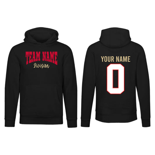Stretched Text Front_Jersey Back_Adult Unisex Premium Hoodie