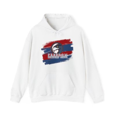 Unisex Heavy Blend Hoodie Freedom ES Blue Red Scribble